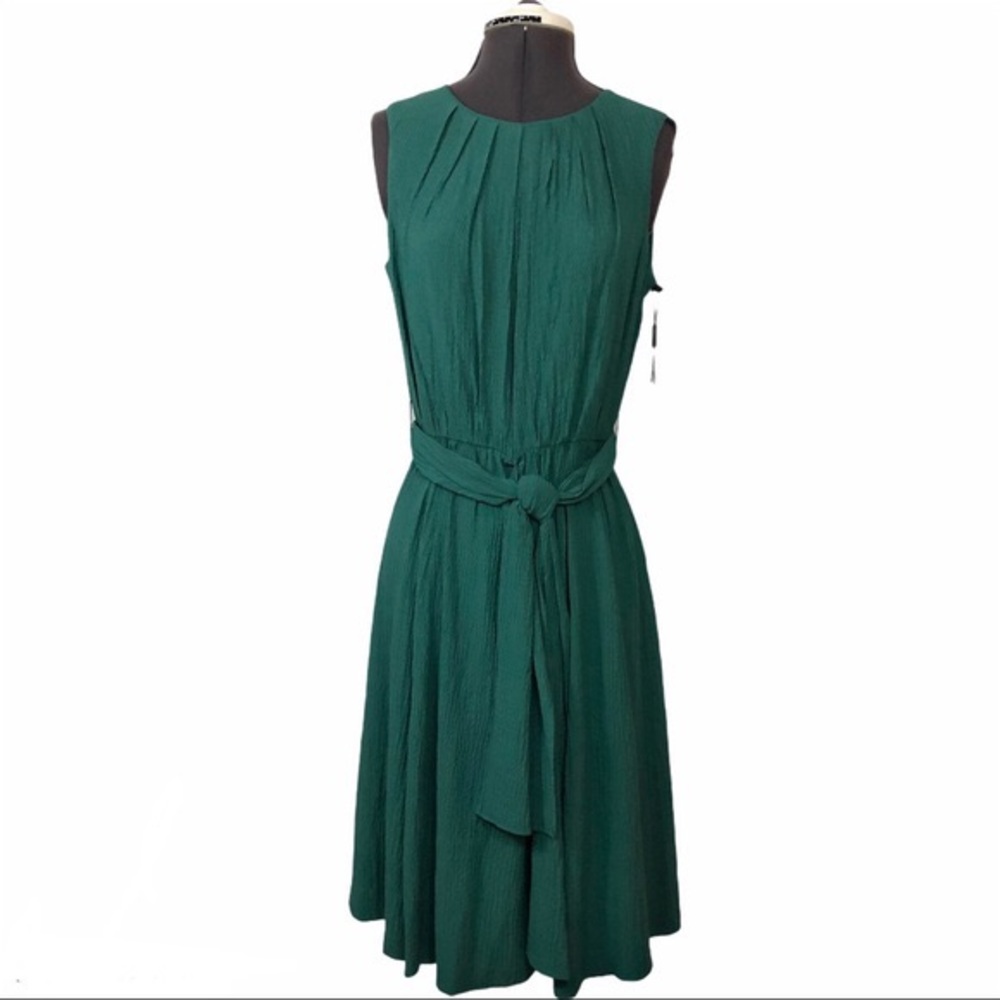 Calvin Klein Belted Plisse Sleeveless Dress